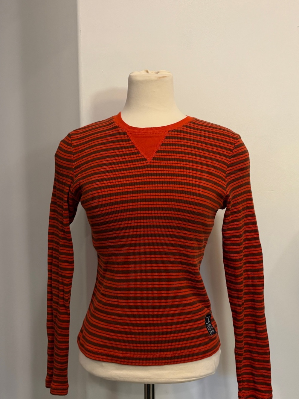 Vintage 90s Calvin Klein Jeans Made USA Striped Long Sleeve Top